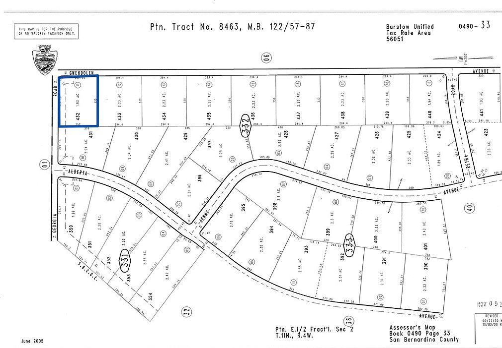 0 W Caroline Ct Lot 432 Hinkley, CA 92347  | Land/Lot