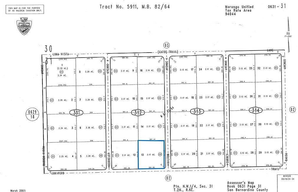 0 Hilton Junipero Lot 13 Landers, CA 92285  | Land/Lot