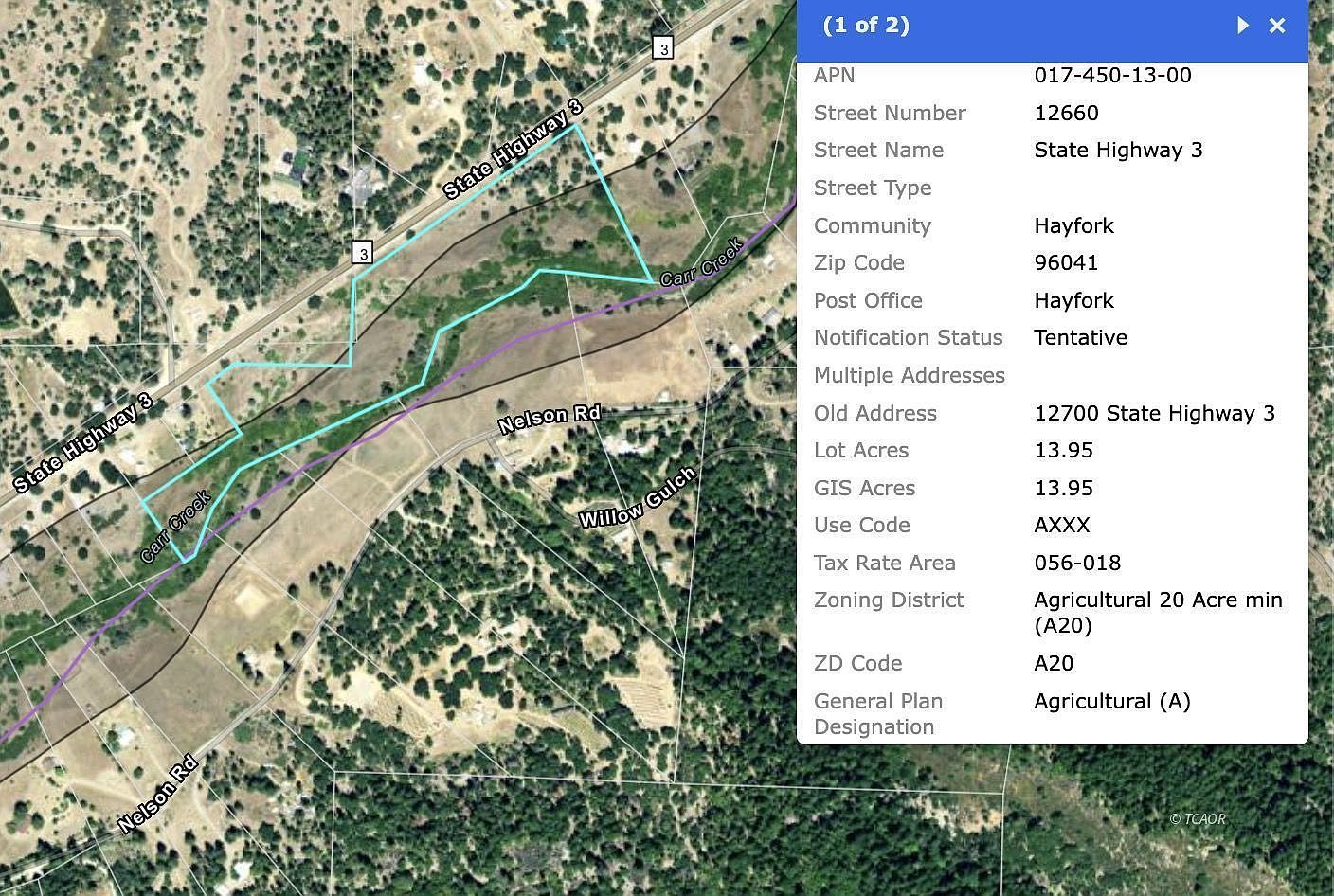 12660 State Highway 3 Hayfork, CA 96041  | Land/Lot