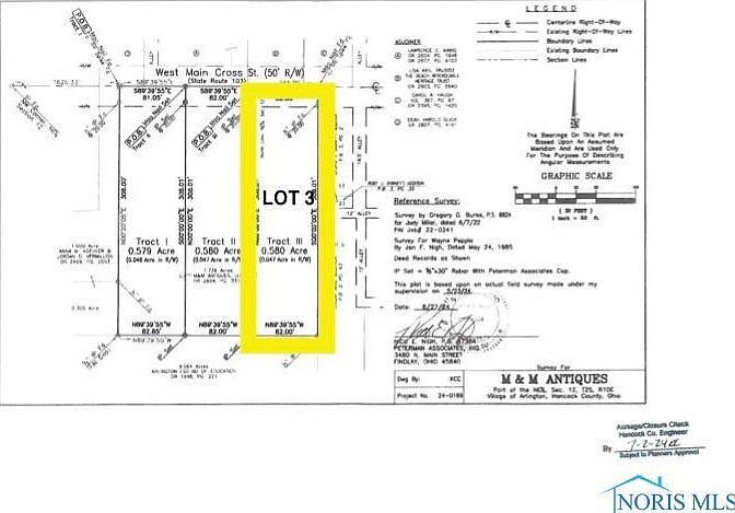 0 W Main Cross St LOT 3 Arlington, OH 45814  | Land/Lot